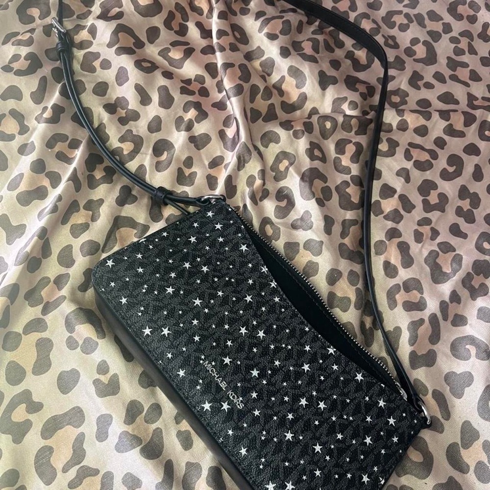 Michael Kors Black Star-Print Crossbody Wallet
